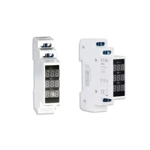 Medidor de voltaje AC Trifásico para riel DIN (80–500V) con pantalla LED