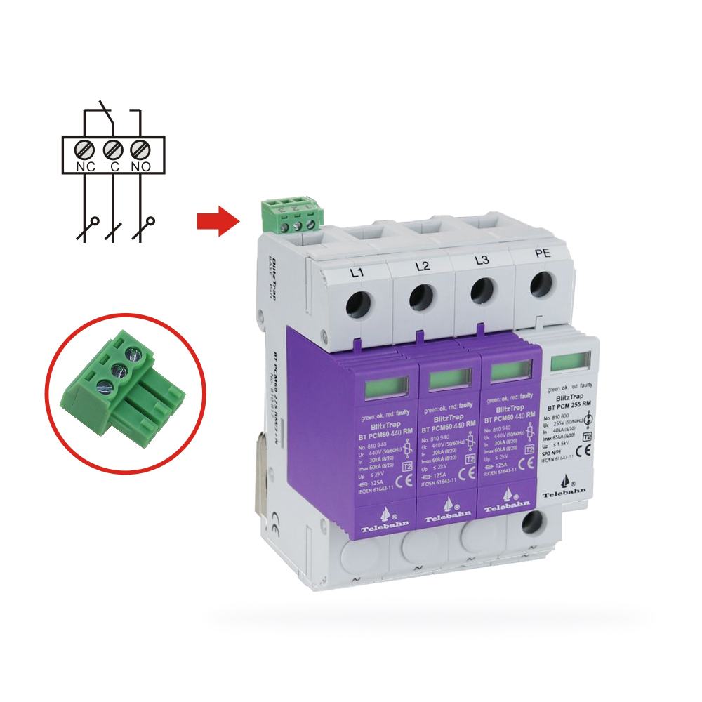 Supresor de Picos Tipo 2 3P+N 440V con Contacto Remoto - Imagen 3